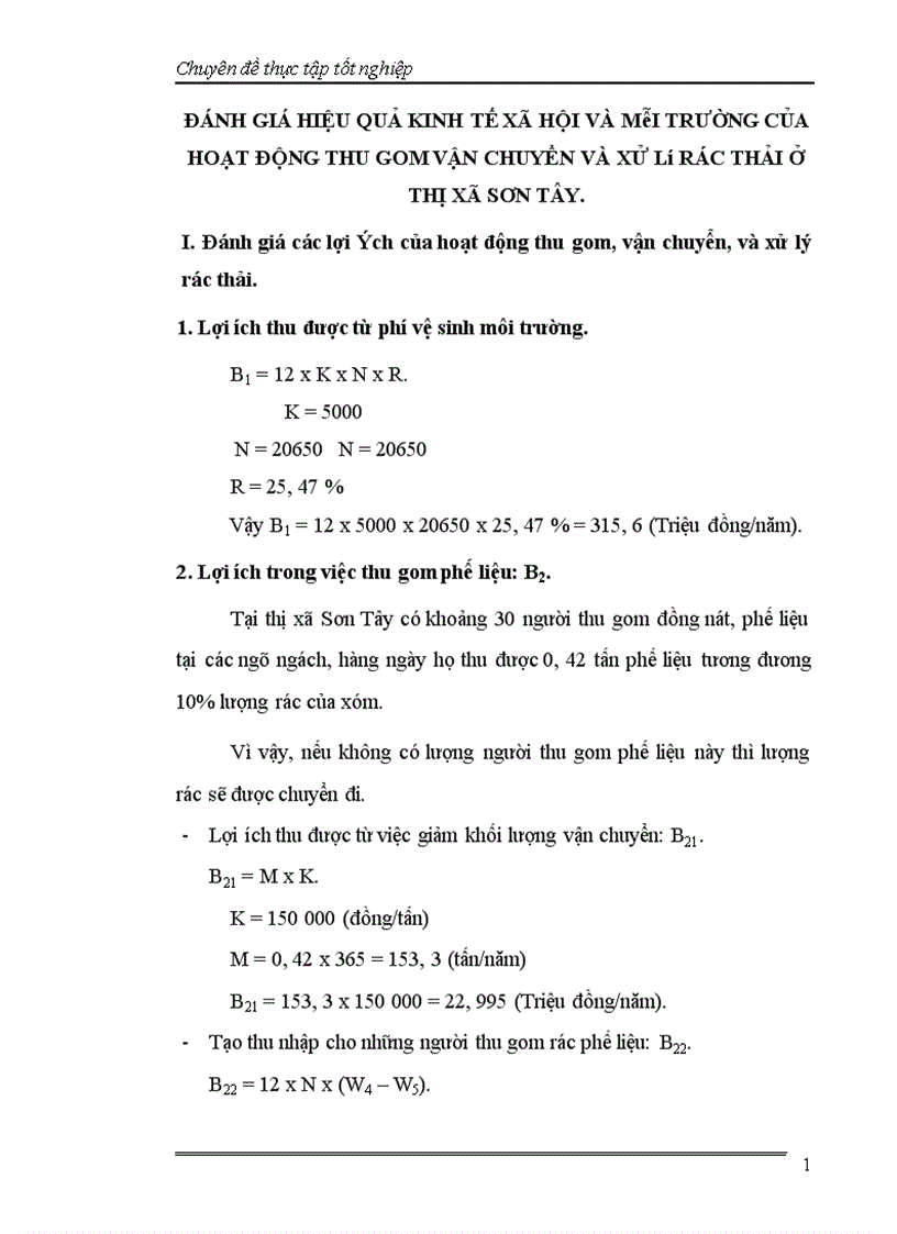 image for page Đánh giá hiệu quả của việc thu gom vận chuyển và xử lý rác thải sinh hoạt ở thị xã Sơn Tây tỉnh Hà Tây 1