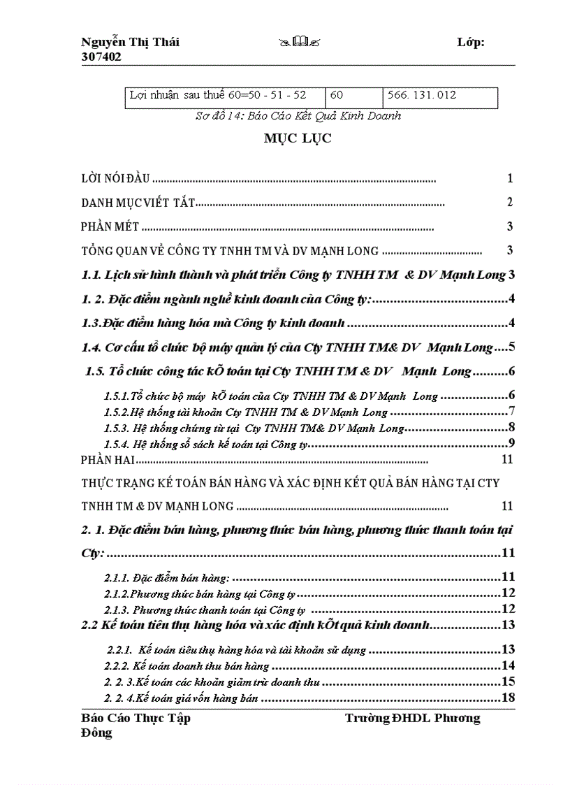 image for page Tổ chức công tác kế toán bán hàng và xác định kết quả kinh doanh kinh doanh tại Công ty TNHH TM DV Mạnh Long 1