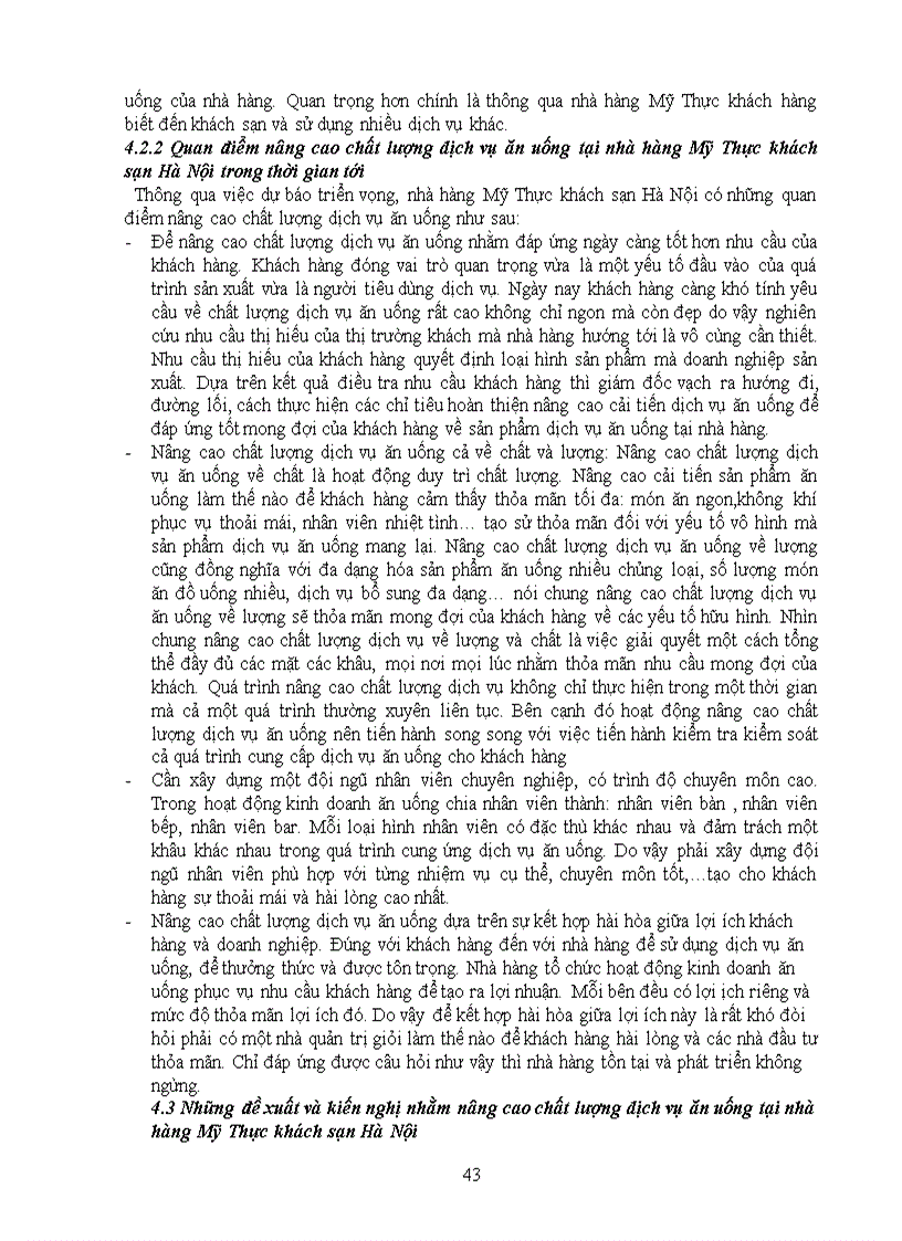 image for page Giải pháp nâng cao chất lượng dịch vụ ăn uống tại nhà hàng Mỹ Thực khách sạn Hà Nội