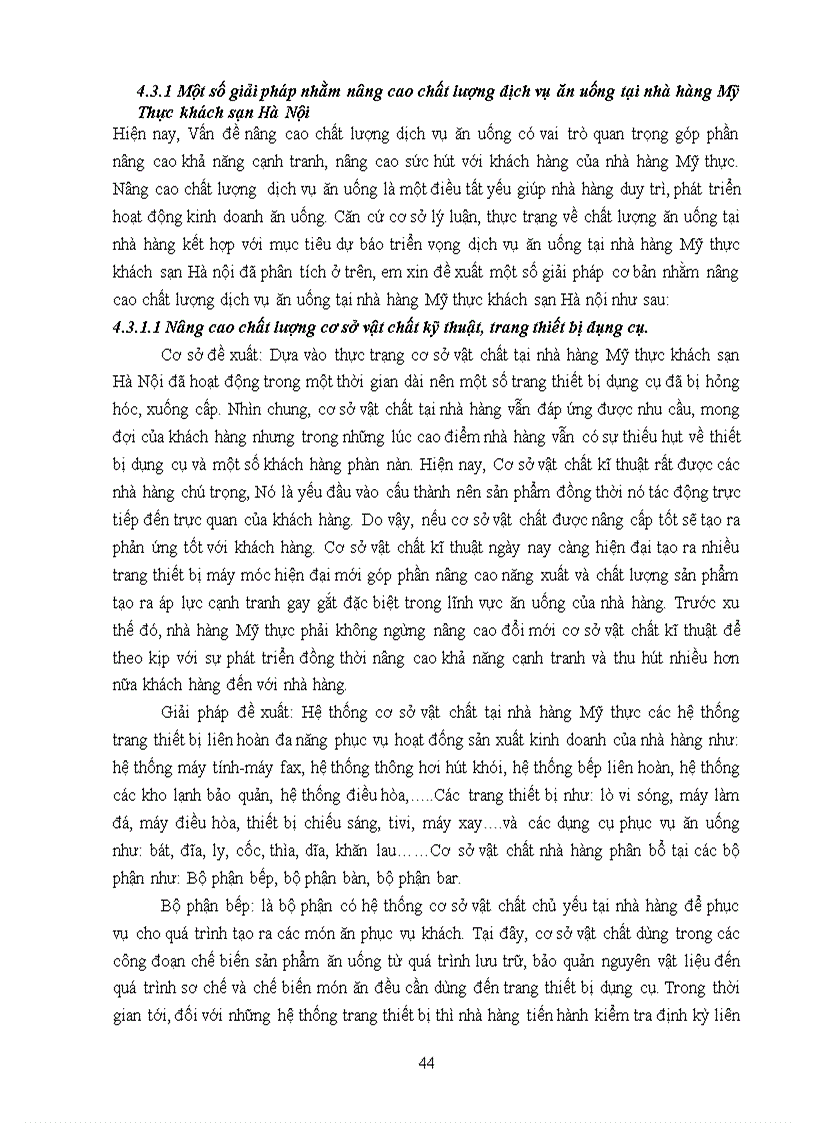 image for page Giải pháp nâng cao chất lượng dịch vụ ăn uống tại nhà hàng Mỹ Thực khách sạn Hà Nội