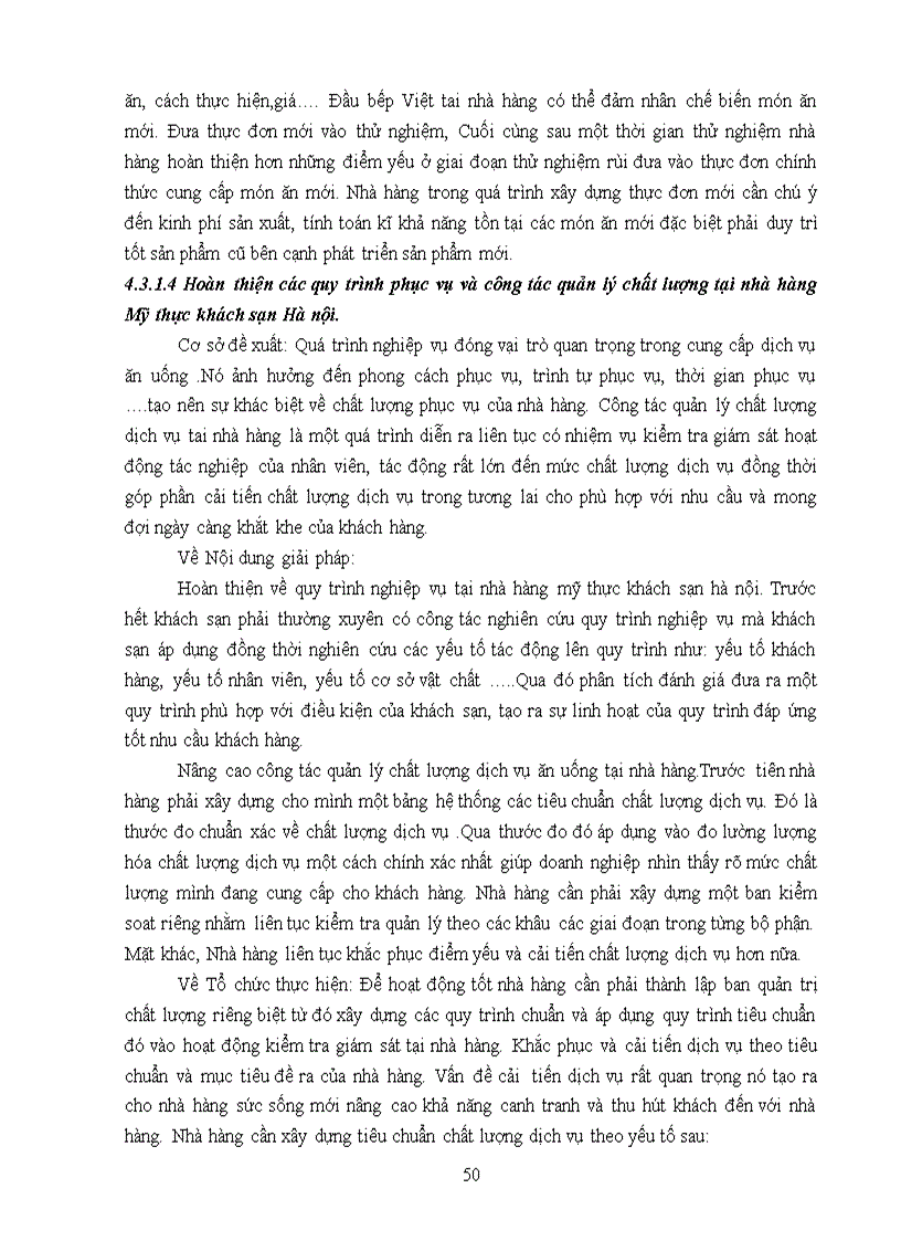 image for page Giải pháp nâng cao chất lượng dịch vụ ăn uống tại nhà hàng Mỹ Thực khách sạn Hà Nội