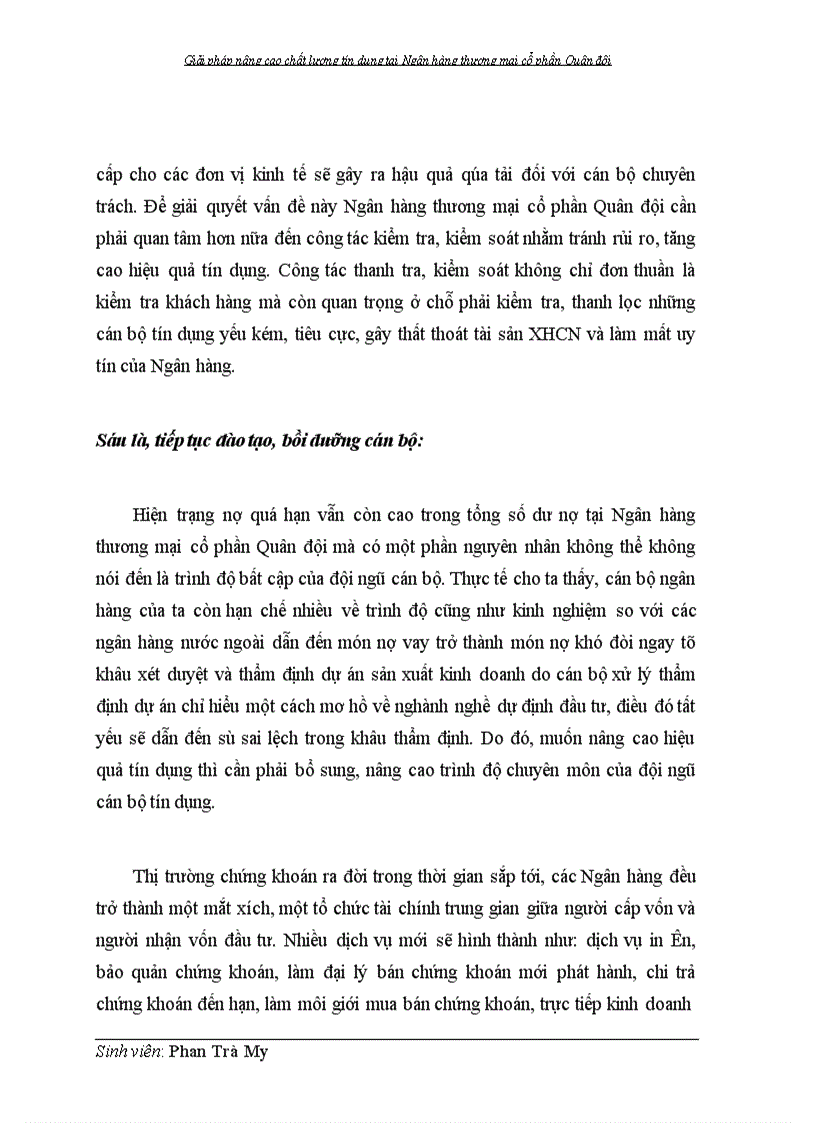 image for page Giải pháp nâng cao chất lượng tín dụng tại Ngân hàng thương mại cổ phần Quân đội 1