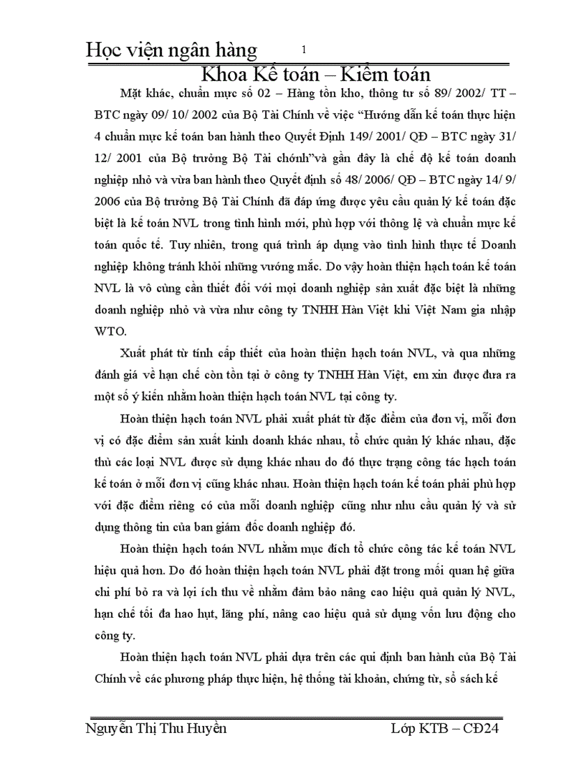 image for page Hoàn thiện công tác kế toán nguyên vật liệu tại công ty TNHH Hàn Việt 1