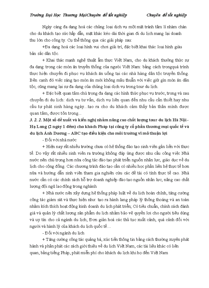 image for page Giải pháp nâng cao chất lượng tour du lịch Hà Nội Hạ Long 2 ngày 1 đêm cho khách Pháp tại Công ty cổ phần thương mại quốc tế và du lịch Ánh Dương ABC