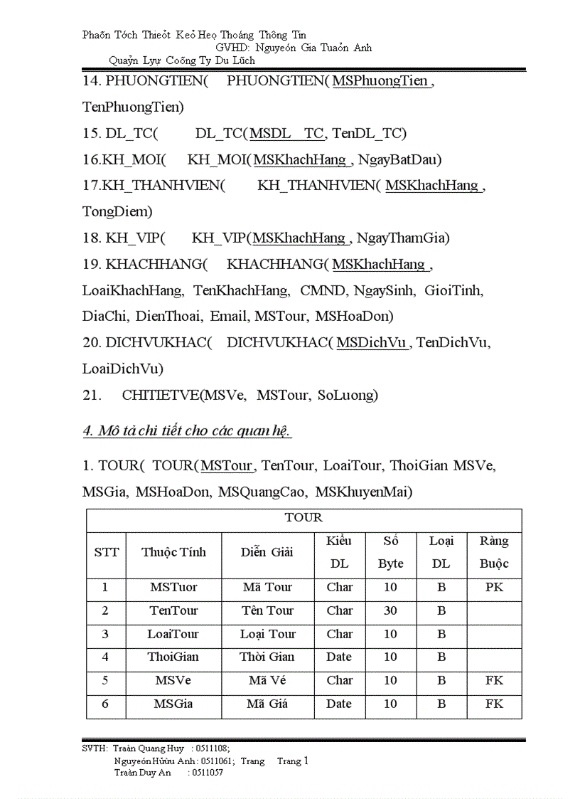 image for page Phân tích thiết kế hệ thống thông tin Quản lý công ty du lịch