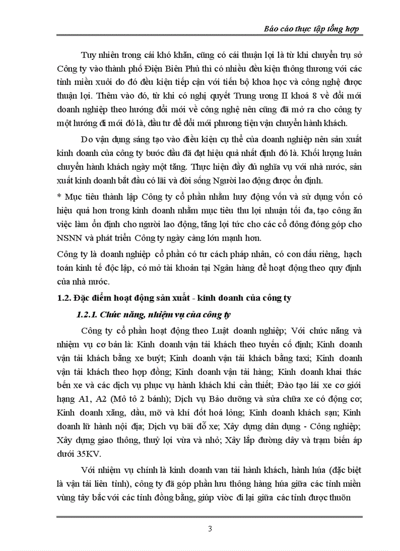 image for page Báo cáo tổng hợp về Công ty cổ phần Vận tải ô tô Điện Biên