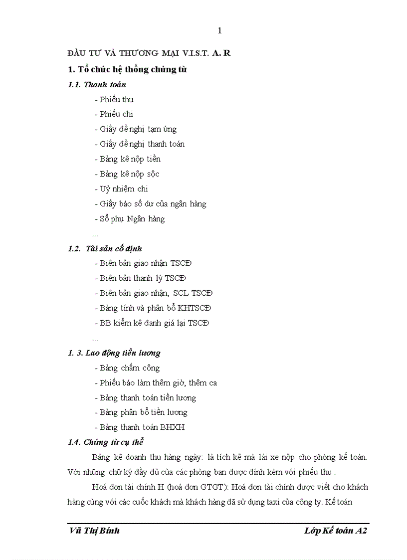 image for page Tổ chức công tác kế toán tại công ty cổ phần đầu tư và thương mại V I S T A R 1