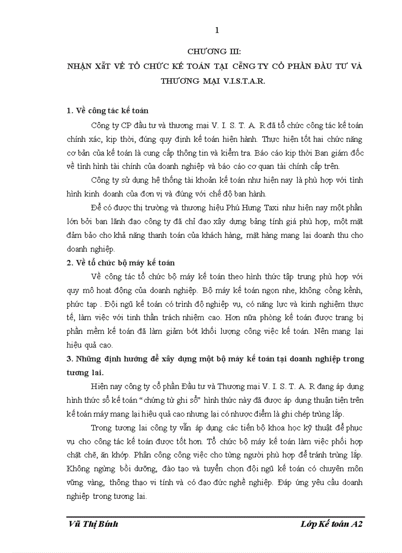 image for page Tổ chức công tác kế toán tại công ty cổ phần đầu tư và thương mại V I S T A R 1