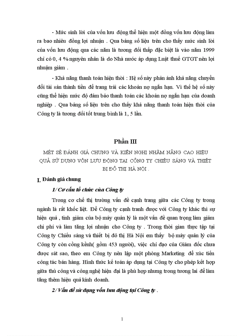 image for page Tình hình sử dụng vốn lưu động và một số biện pháp chủ yếu để nâng cao hiệu quả sử dụng vốn lưu động tại Công ty thiết bị và chiếu sáng đô thị Hà Nội 1