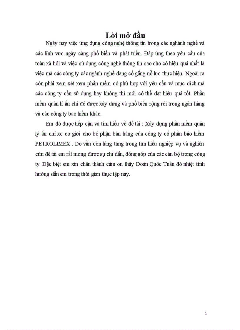 image for page Xây dựng phần mềm quản lí ấn chỉ xe cơ giới cho bộ phận bán hàng của công ty cổ phần bảo hiểm PETROLIMEX