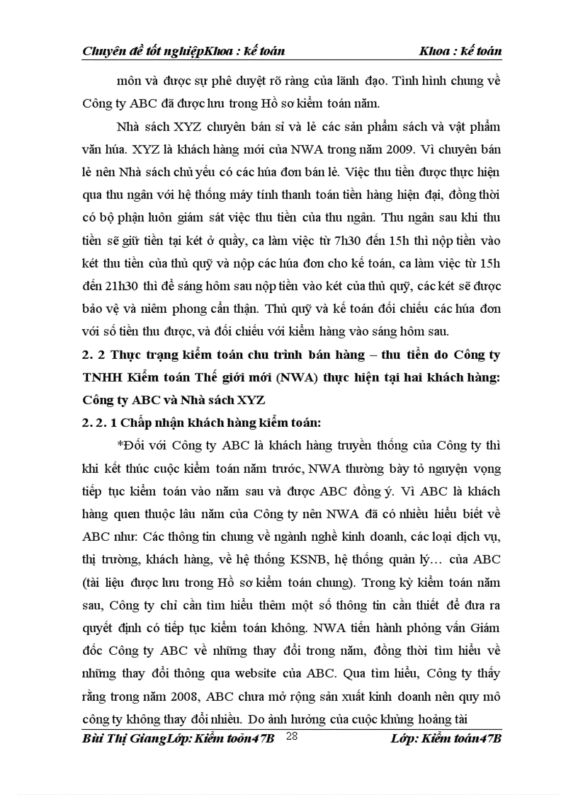 image for page Hoàn thiện kiểm toán chu trình bán hàng thu tiền tại Công ty TNHH Kiểm toán Thế giới mới NWA 1