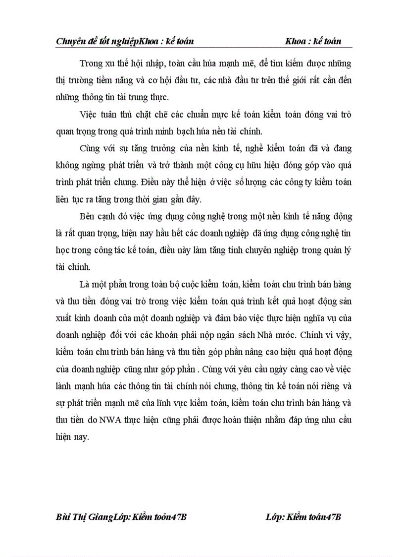 image for page Hoàn thiện kiểm toán chu trình bán hàng thu tiền tại Công ty TNHH Kiểm toán Thế giới mới NWA 1