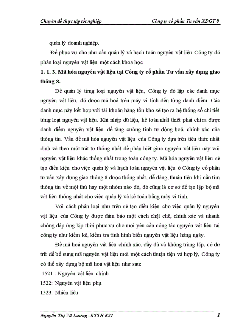 image for page Hoàn thiện kế toán nguyên vật liệu tại Công ty cổ phần Tư vấn xây dựng giao thông 8 1