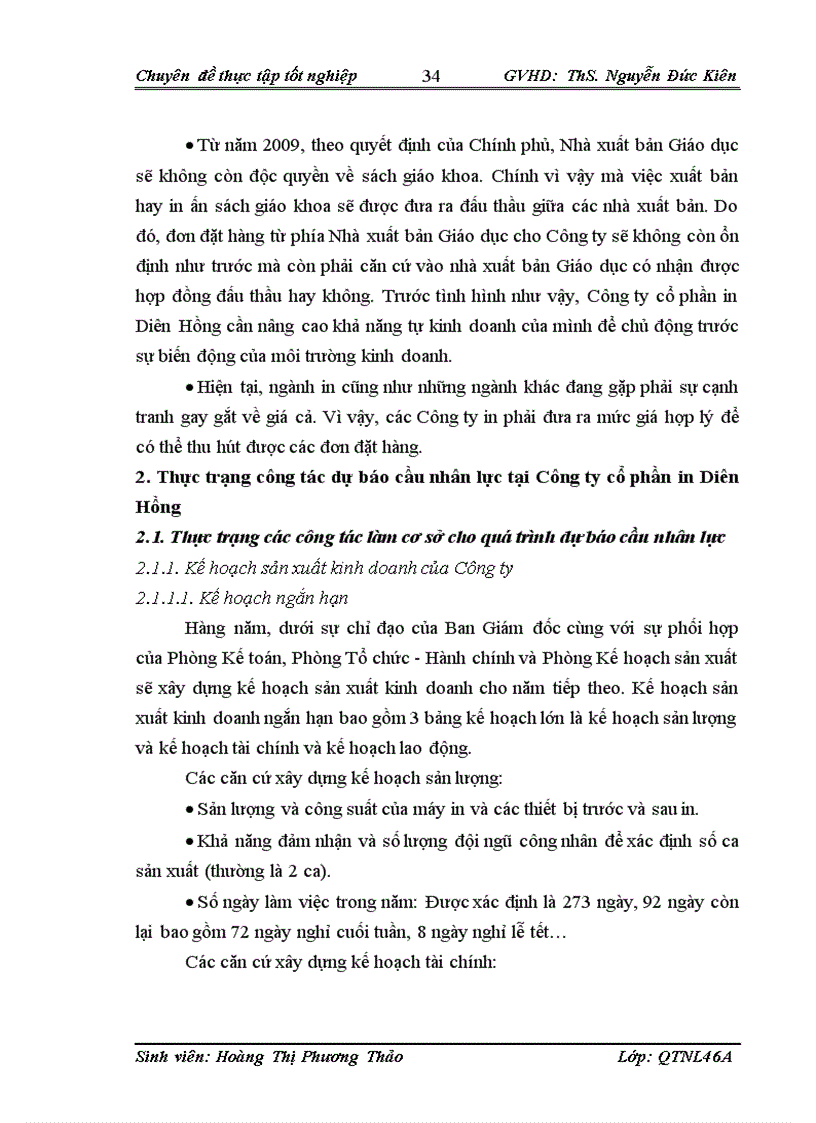 image for page Dự báo cầu nhân lực tại Công ty cổ phần in Diên Hồng Thực trạng và giải pháp