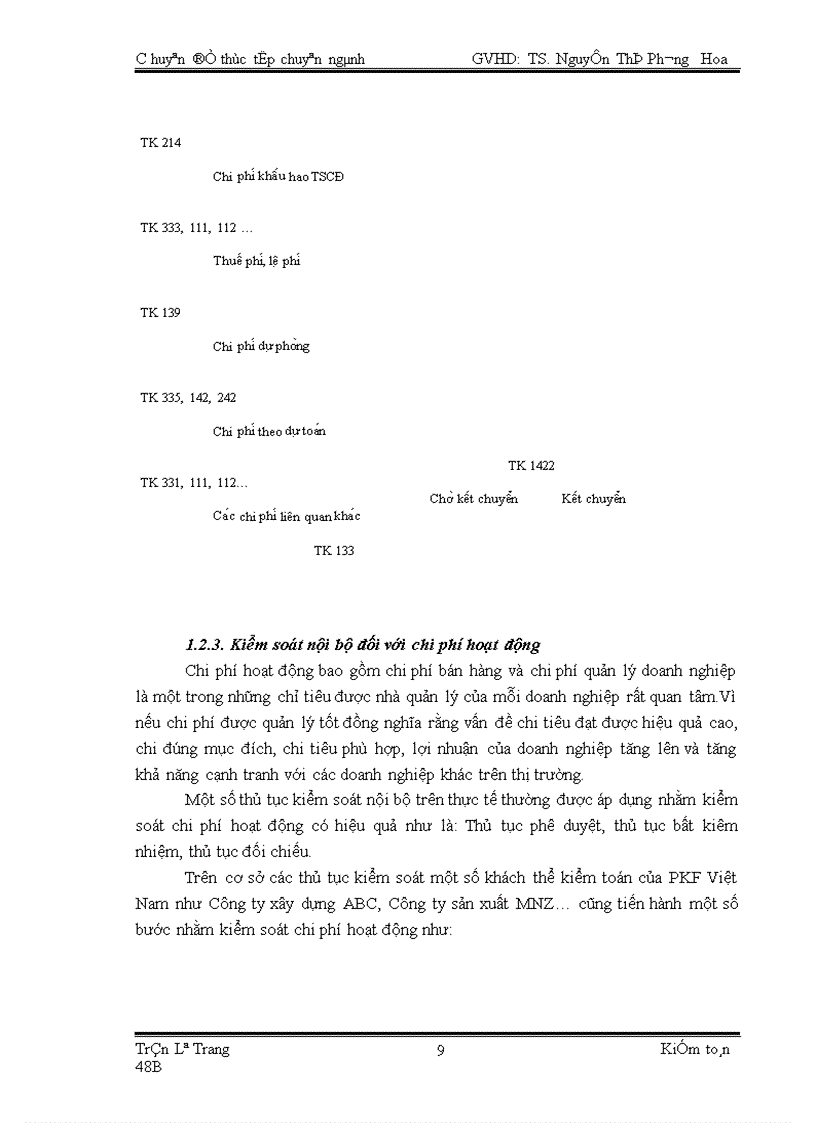 image for page Quy trình kiểm toán khoản mục chi phí hoạt động trong kiểm toán Báo cáo tài chính do Công ty TNHH kiểm toán PKF Việt Nam thực hiện 1