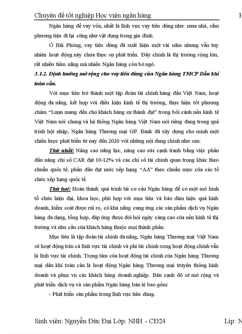 image for page Mở rộng cho vay tiêu dùng tại Ngân hàng TMCP Dầu khí toàn cầu GP Bank