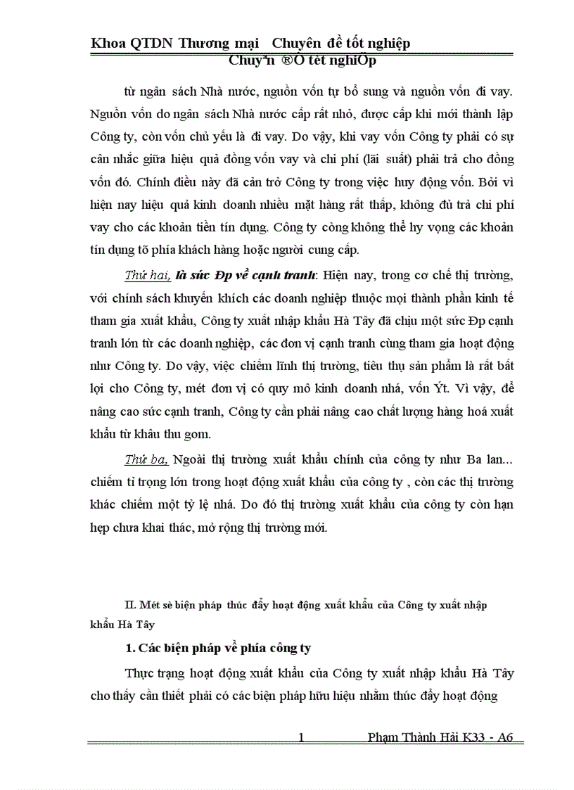 image for page Một số Biện pháp thúc đẩy hoạt động xuất khẩu ở Công ty xuất nhập khẩu Hà Tây 1