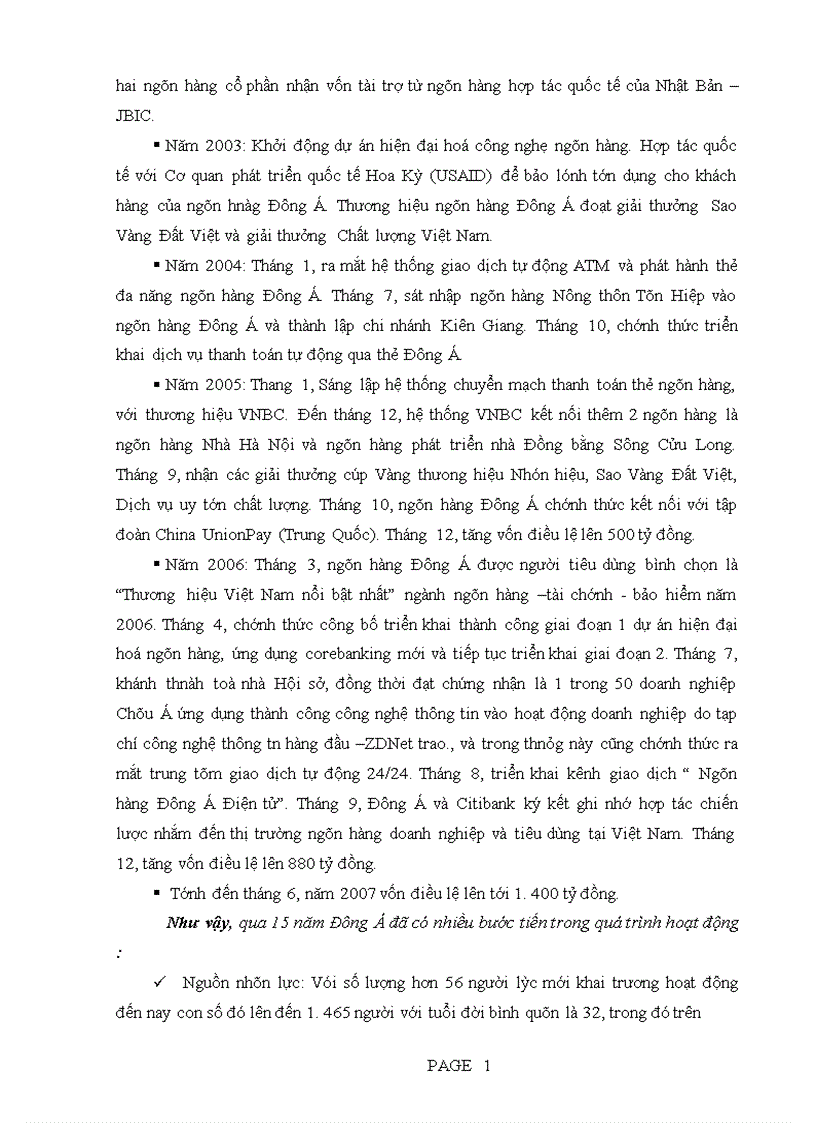 image for page Quá trình hình thành phát triển chung của toàn bộ hệ thống ngân hàng thương mại cổ phần Đông Á và chi nhánh Hà Nội