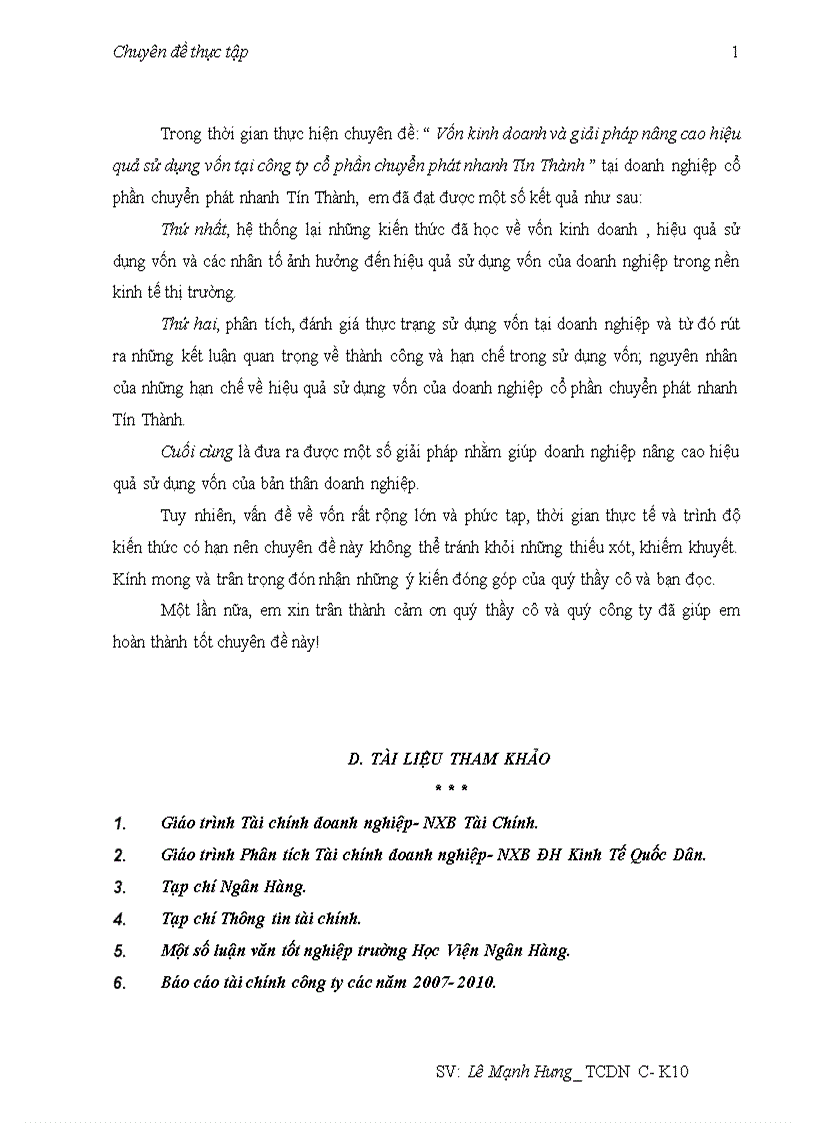 image for page Vốn kinh doanh và giải pháp nâng cao hiệu quả sử dụng vốn tại công ty cổ phần chuyển phát nhanh Tín Thành