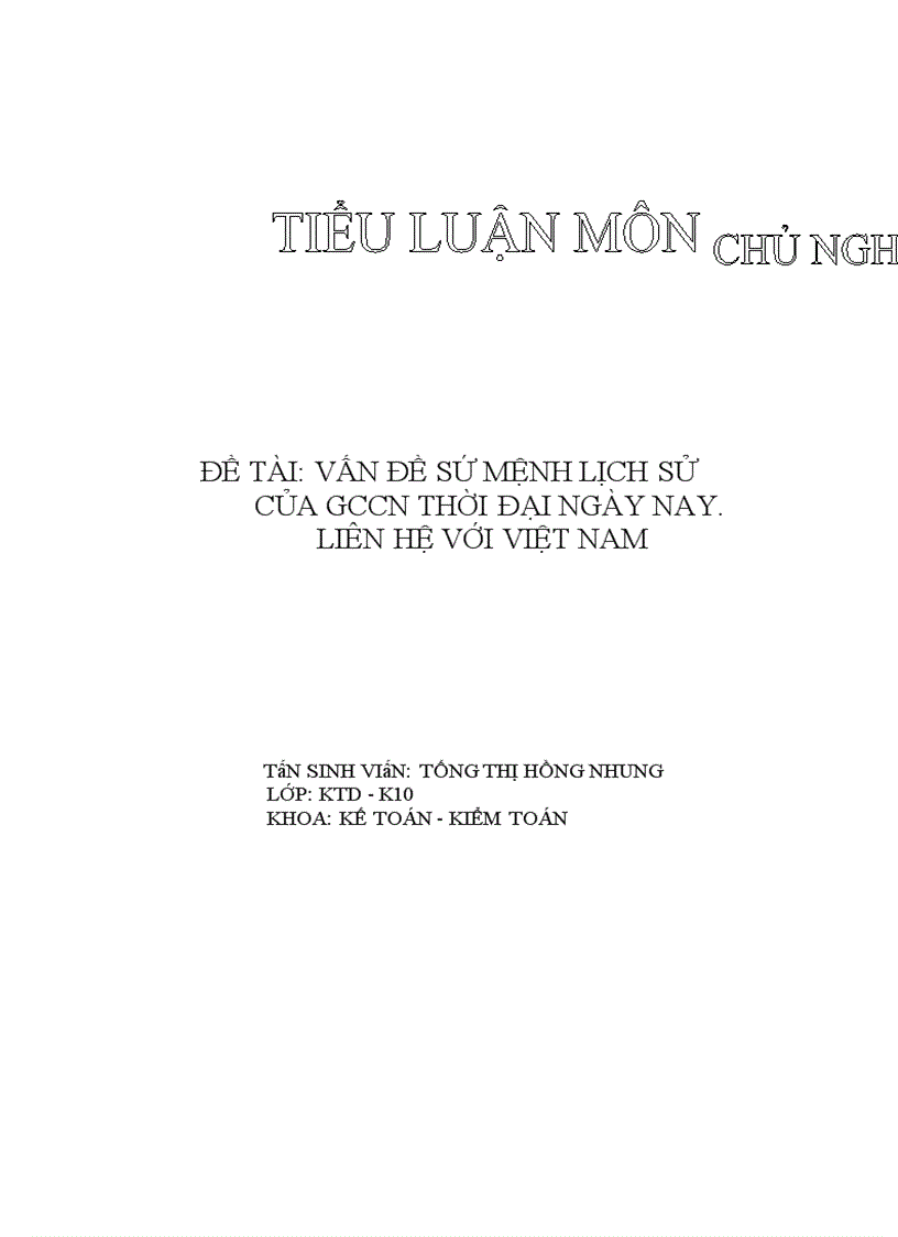 image for page Vấn đề sứ mệnh lịch sử của gccn thời đại ngày nay liên hệ với Việt Nam