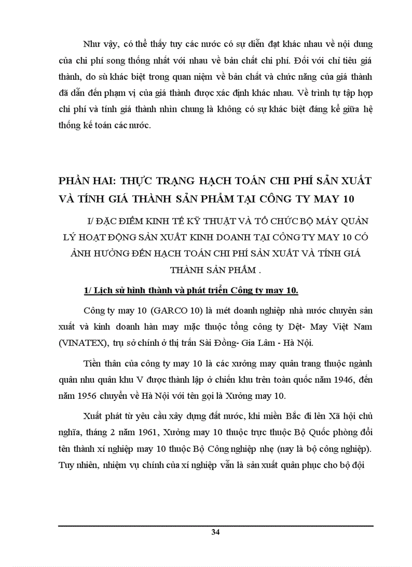 image for page Hoàn thiện hạch toán chi phí sản xuất và tính giá thành sản phẩm tại Công ty May 10 1