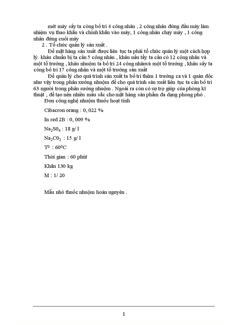 image for page Báo cáo dây chuyền nhuộm khăn chùi trân bằng thuốc nhuộm hoạt tính hoàn nguyên trên thiết bị máy nhuộm cao áp hai họng KDD của Trung Quốc