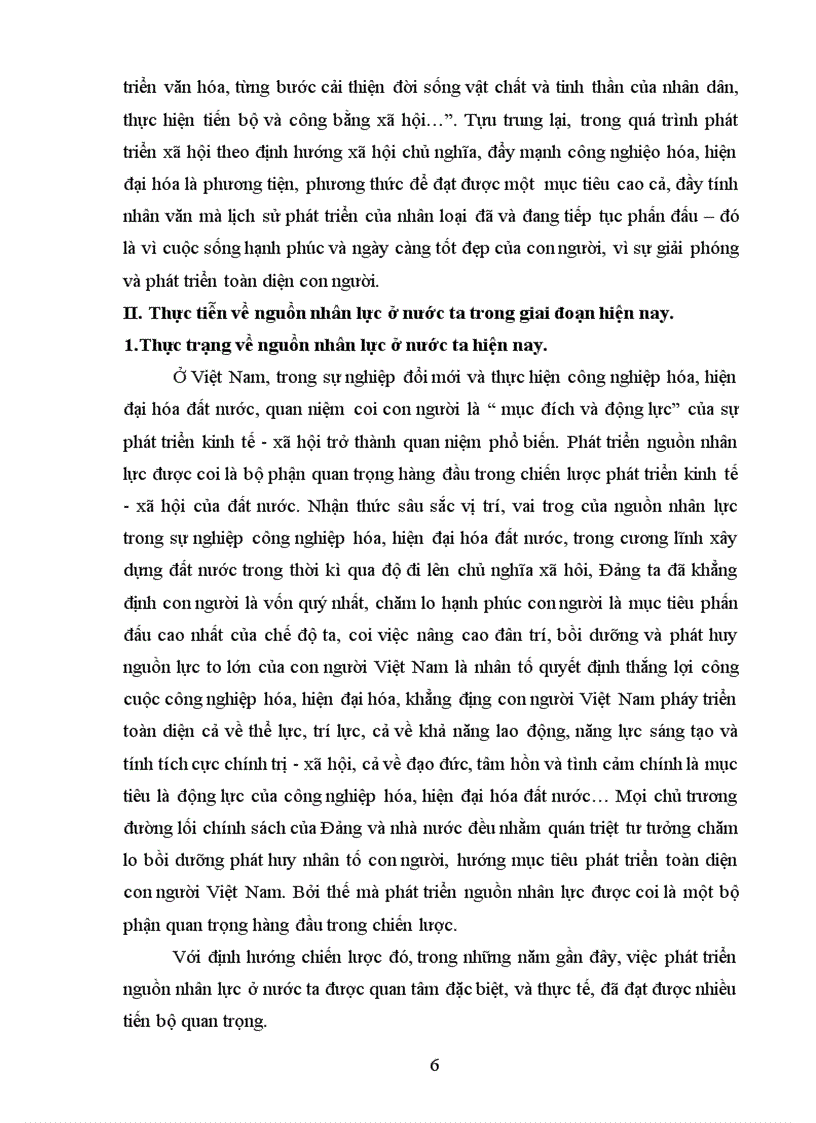 Thực tiễn về nguồn nhân lực nước ta trong thời kỳ công nghiệp hóa hiện đại hóa hiện nay