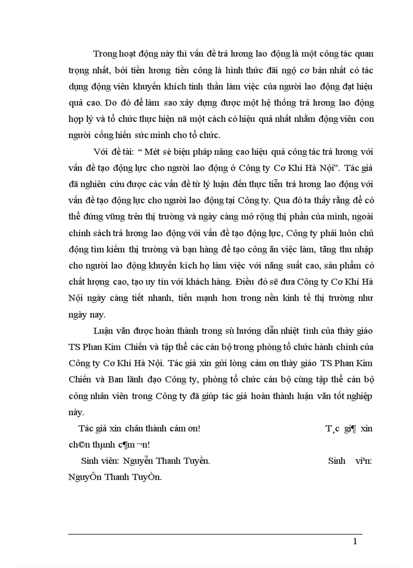 image for page Một số biện pháp nâng cao hiệu quả công tác trả lương với vấn đề tạo động lực cho con người lao động ở Công ty cơ khí Hà Nội 1