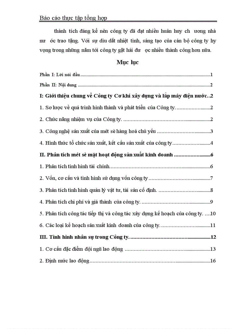 image for page Báo cáo Thực tập tổng hợp Công ty Cơ khí xây dựng và lắp máy điện nước