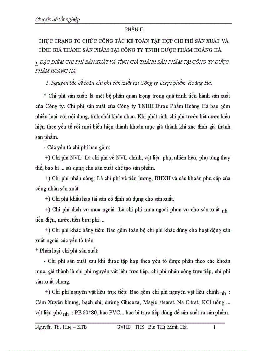 image for page Hoàn Thiện kế toán tập hợp chi phí sản xuất và tính giá thành sản phẩm tại Công ty TNHH Dược Phẩm Hoàng Hà 1