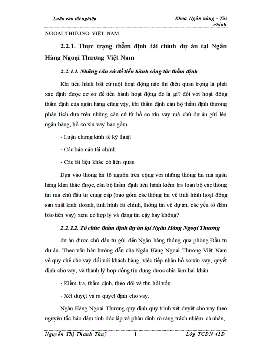image for page Nâng cao chất lượng thẩm định tài chính dự án trong hoạt động cho vay tại Ngân Hàng Ngoại Thương Việt Nam