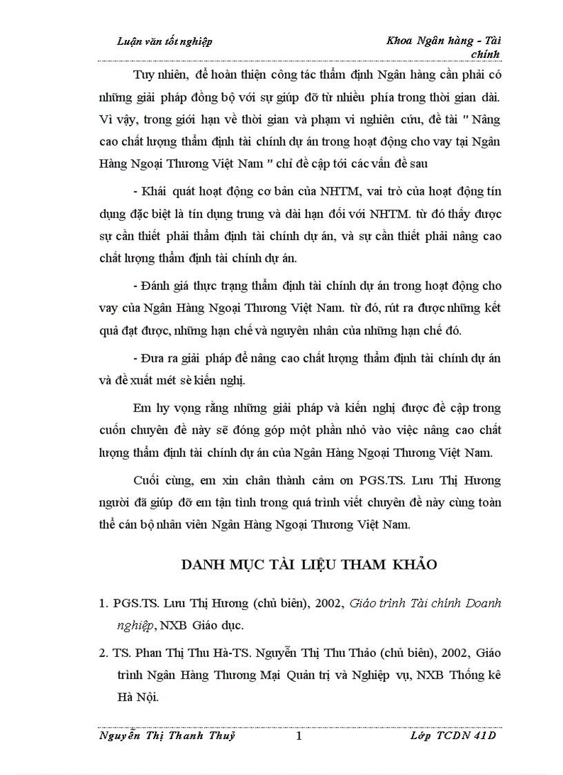 image for page Nâng cao chất lượng thẩm định tài chính dự án trong hoạt động cho vay tại Ngân Hàng Ngoại Thương Việt Nam