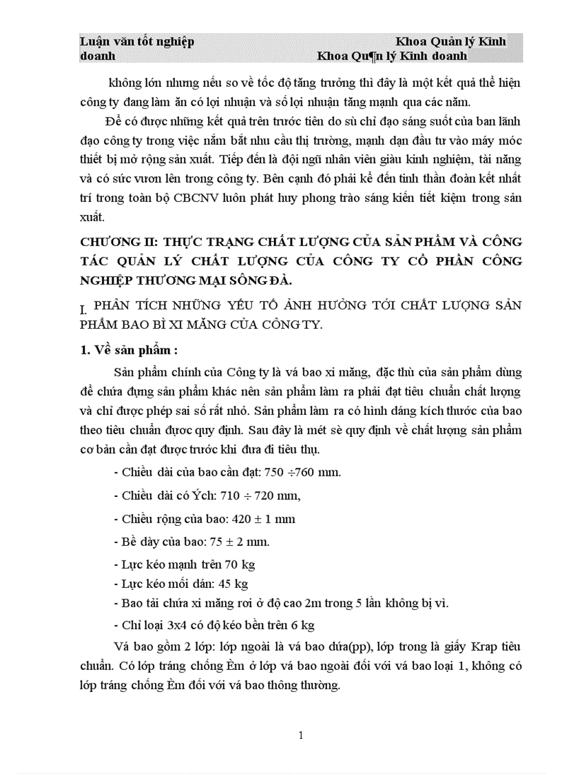 image for page Thực trạng chất lượng của sản phẩm và công tác quản lý chất lượng của Công ty cổ phần Công nghiệp Thương mại Sông Đà