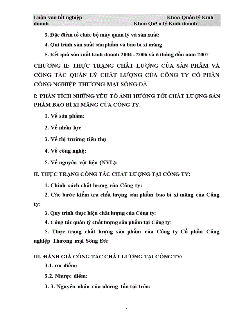 image for page Thực trạng chất lượng của sản phẩm và công tác quản lý chất lượng của Công ty cổ phần Công nghiệp Thương mại Sông Đà