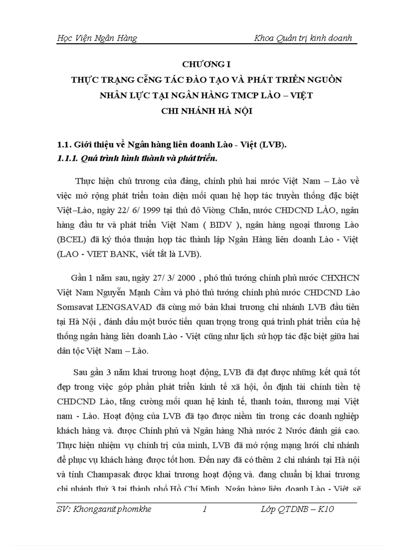 image for page Thực trạng công tác đào tạo và phát triển nguồn nhân lực tại Ngân hàng thương mại cổ phần Lào Việt chi nhánh Hà Nội