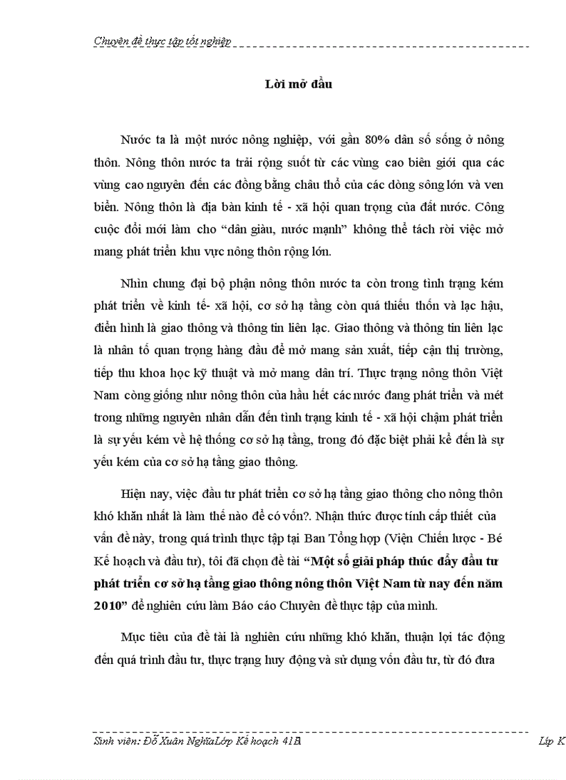 Một số giải pháp thúc đẩy đầu tư phát triển cơ sở hạ tầng giao thông nông thôn Việt Nam từ nay đến năm 2010 1