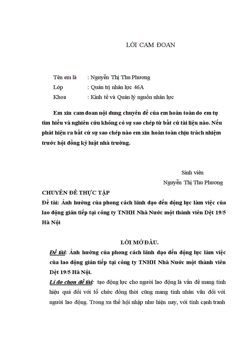 image for page Ảnh hưởng của phong cách lãnh đạo đến động lực làm việc của lao động gián tiếp tại công ty TNHH Nhà Nước một thành viên Dệt 19 1