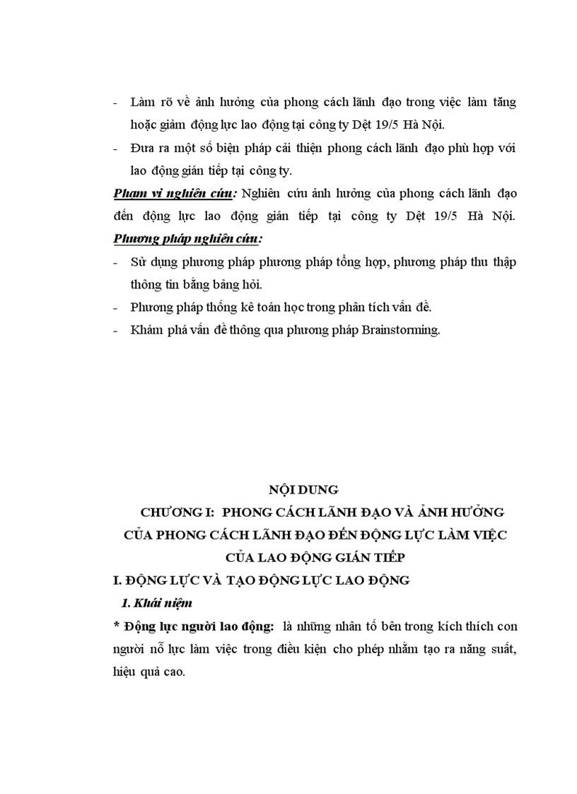 image for page Ảnh hưởng của phong cách lãnh đạo đến động lực làm việc của lao động gián tiếp tại công ty TNHH Nhà Nước một thành viên Dệt 19 1