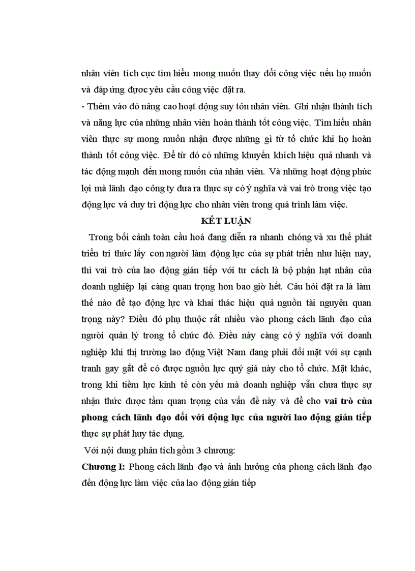 image for page Ảnh hưởng của phong cách lãnh đạo đến động lực làm việc của lao động gián tiếp tại công ty TNHH Nhà Nước một thành viên Dệt 19 1