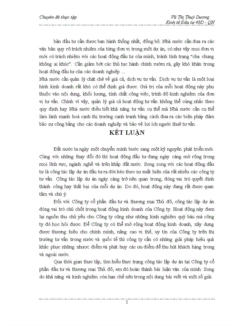 image for page Công tác lập dự án tại công ty Cổ phần đầu tư và Thương mại thủ đô