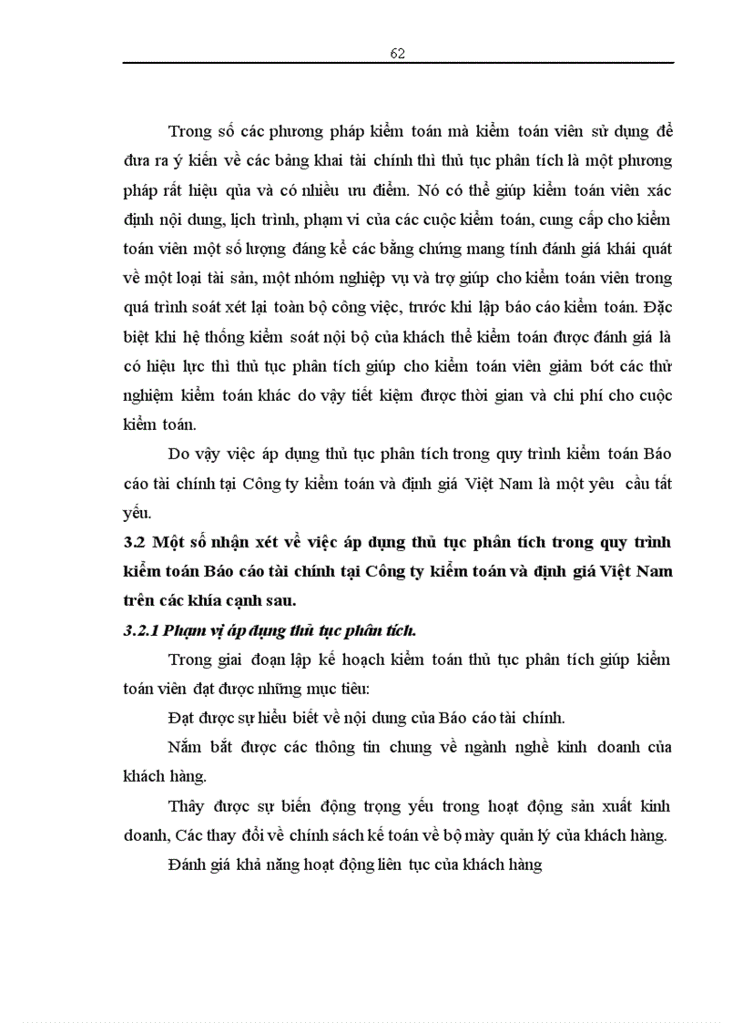 image for page Áp dụng thủ tục phân tích trong quy trình kiểm toán Báo cáo tài chính tại công ty TNHH Kiểm toán và Định giá việt nam 1