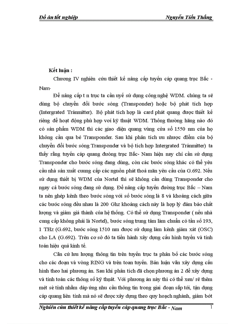 image for page Nghiên cứu thiết kế nâng cấp tuyến cáp quang trục Bắc Nam