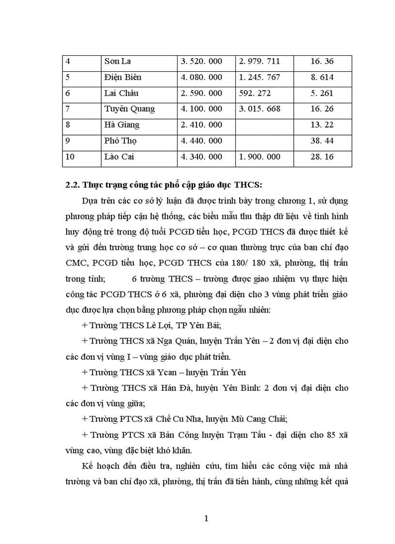 image for page Một số biện pháp quản lý công tác phổ cập giáo dục trung học cơ sở ở tỉnh Yên Bái đến năm 2010 1