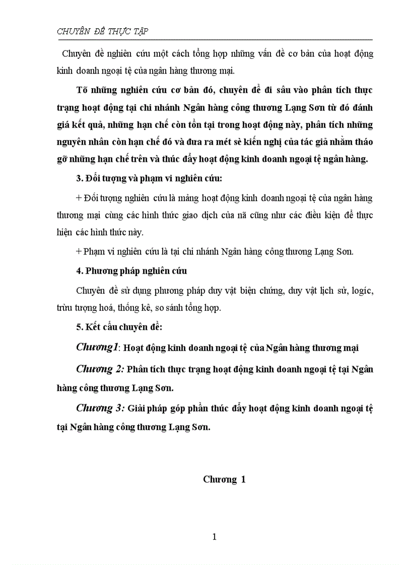 Giải pháp góp phần thúc dẩy hoạt động kinh doanh ngoại tê tại chi nhánh ngân hàng công thương lạng sơn