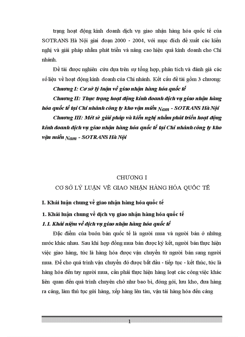 image for page Hoạt động kinh doanh dịch vụ giao nhận hàng hóa quốc tế tại Chi nhánh công ty kho vận miền Nam SOTRANS Hà Nội thực trạng và giải pháp phát triển 1