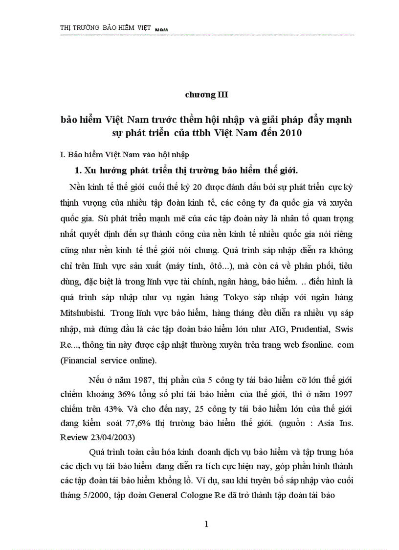 image for page Bảo hiểm Việt Nam trước thềm hội nhập và giải pháp đẩy mạnh sự phát triển của TTBH Việt Nam đến 2010