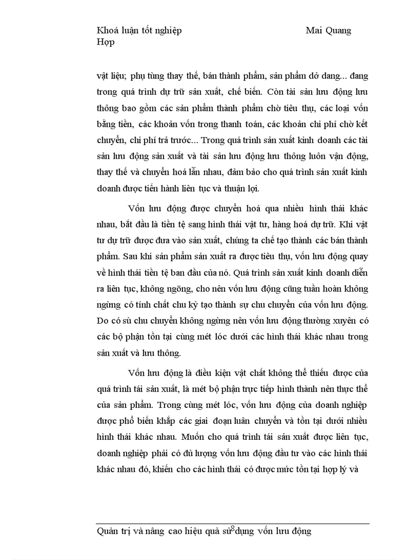 image for page Quản trị và nâng cao hiệu quả sử dụng vốn lưu động tại Công ty Vật tư kỹ thuật Xi măng 1
