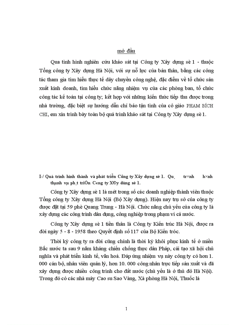 image for page Đặc điểm về tổ chức sản xuất kinh doanh tại Công ty Xây dựng số 1