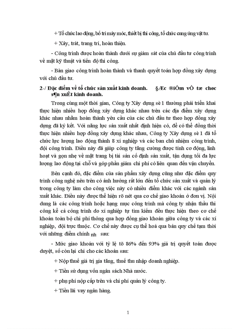 image for page Đặc điểm về tổ chức sản xuất kinh doanh tại Công ty Xây dựng số 1