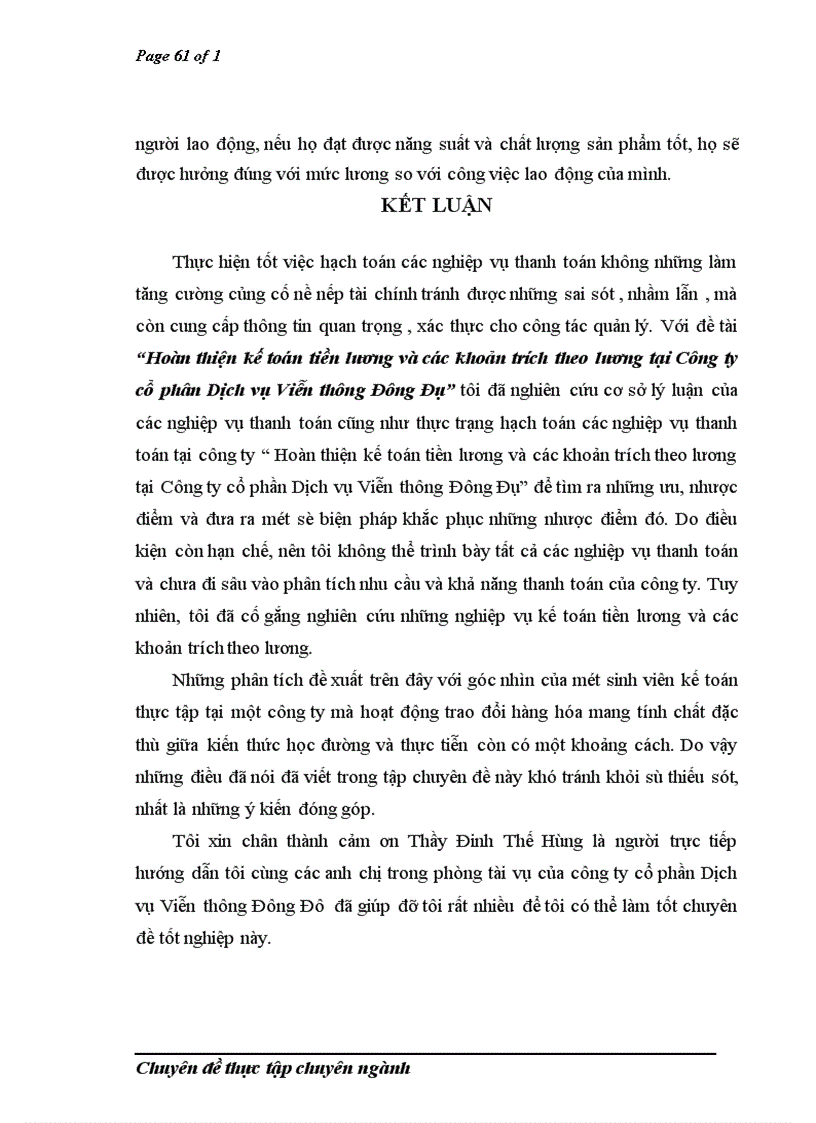 image for page Hoàn thiện kế toán tiền lương và các khoản trích theo lương tại Công ty cổ phân Dịch vụ Viễn thông Đông Đô 1